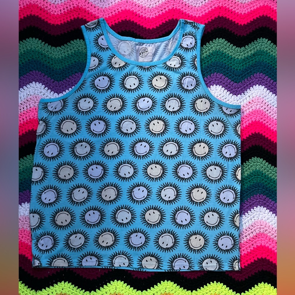 🧶3/$20 Blue Smiley Face Tank